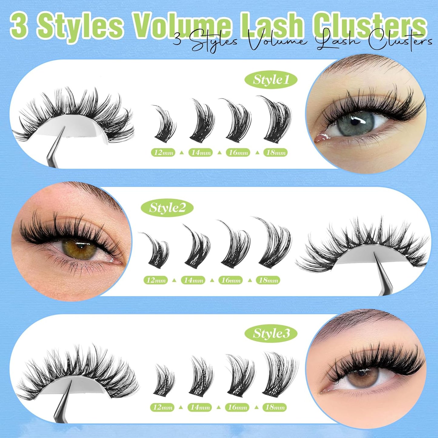 Lash Clusters Kit Wispy Lash Extension Kit Volume 144PCS Eyelash Extension Kit Natural 12-18Mm Lashes Clusters Soft&Thin Band Eyelash Clusters Kit with Lash Seal&Bond and a Applicator by