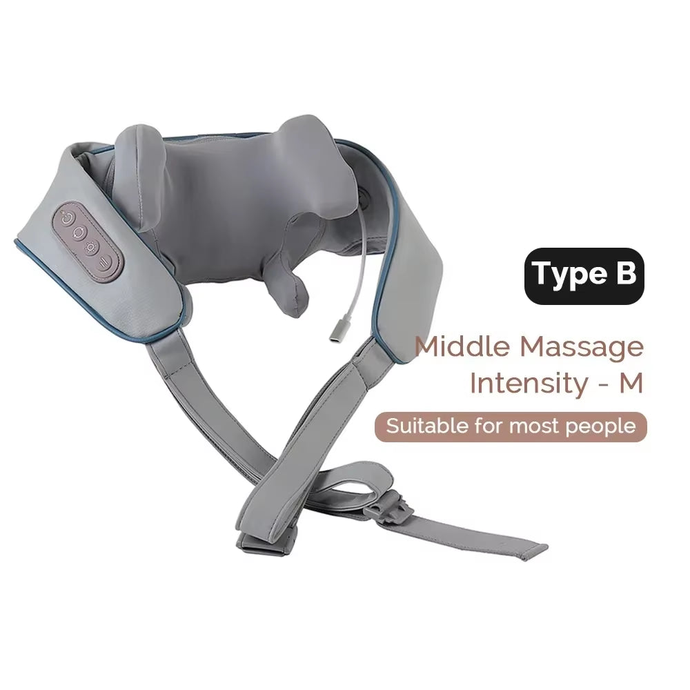 Wireless Neck Shoulder Massager 6D Heated Kneading Shiatsu Massage Shawl Cervical Back Massager for Electric Neck and Back