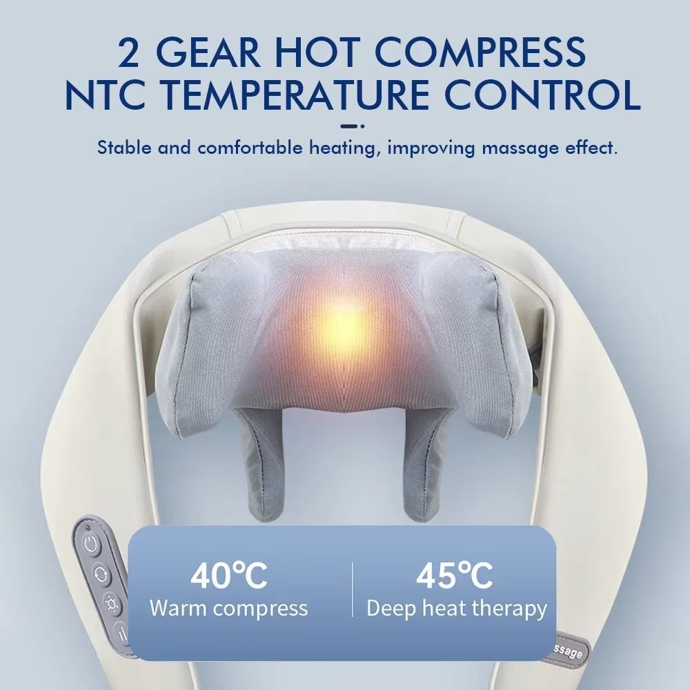 Wireless Neck Shoulder Massager 6D Heated Kneading Shiatsu Massage Shawl Cervical Back Massager for Electric Neck and Back